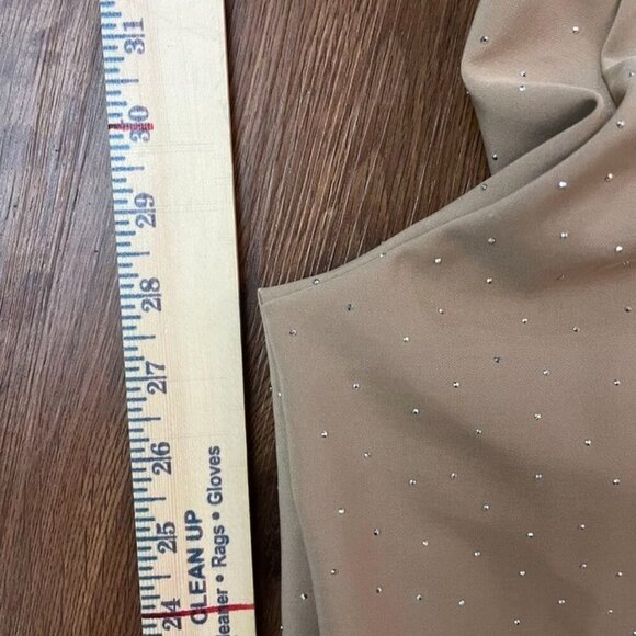 Rachel Zoe Rhinestone Dot Slim Pants Camel Tan Size 4 Sparkle Embellished Glam - Picture 13 of 16